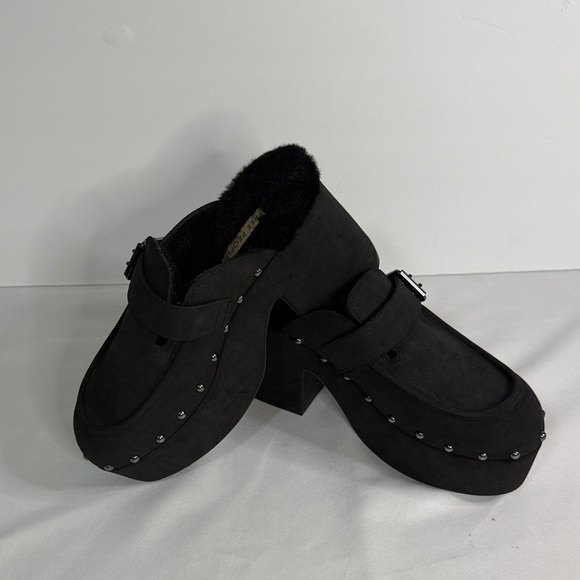 Free People Charcoal Platform Mules with Silver Studs - Picture 1 of 10